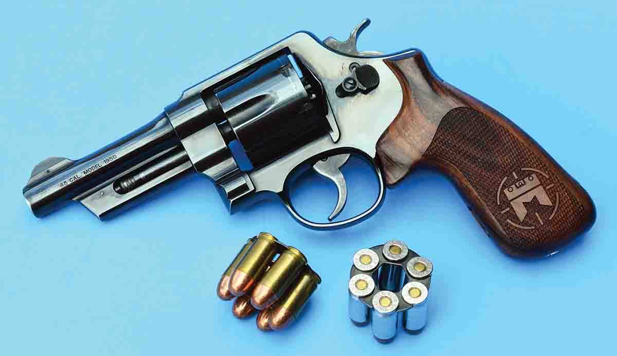 Moon clips are popular with double-action revolvers chambered in .45 ACP, as they allow quick reloading and aid with the ejection of all six cartridges with a single push of the ejector rod.